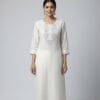 Cotton White Embroidered Casual Wear