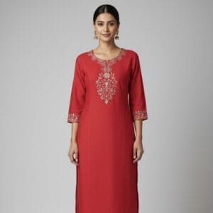 Single Pink Gold Embroidered Casual Wear