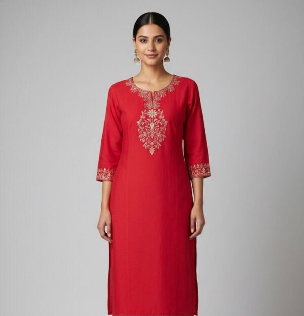 Single Pink Gold Embroidered Casual Wear