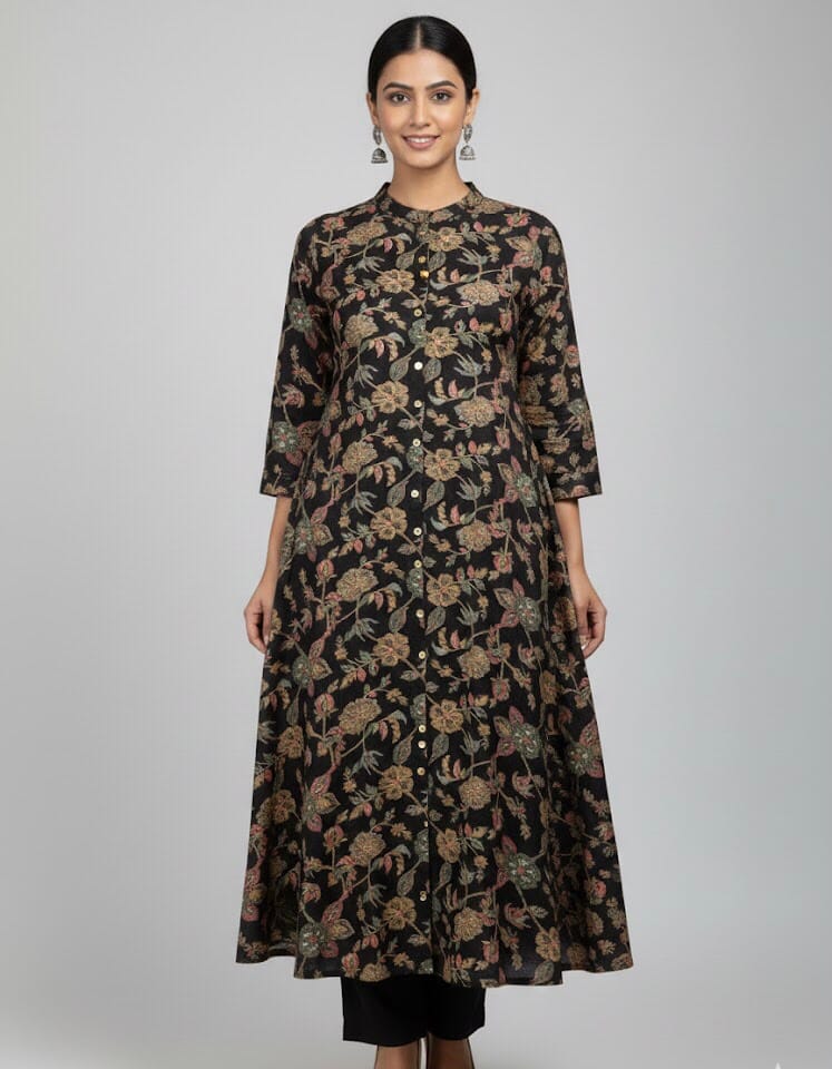 High Neck Black Floral Co -Ord Set