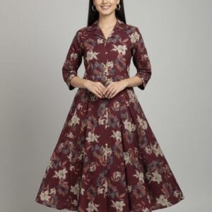 High Neck Dark Pink A-Line Co -Ord Set