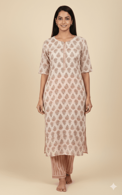 Pink Peach Cotton Co-Ord set