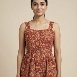 Velvet Glow Sleeveless Short Kurti