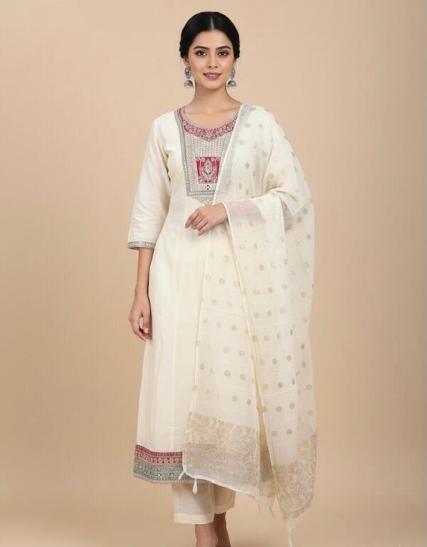 Off White Elegance Embroidered Set