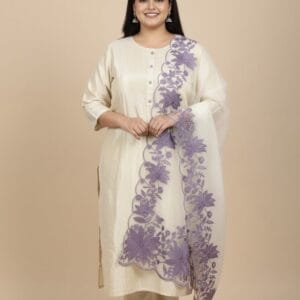 Charm Off -White Plus Size Set Kurti