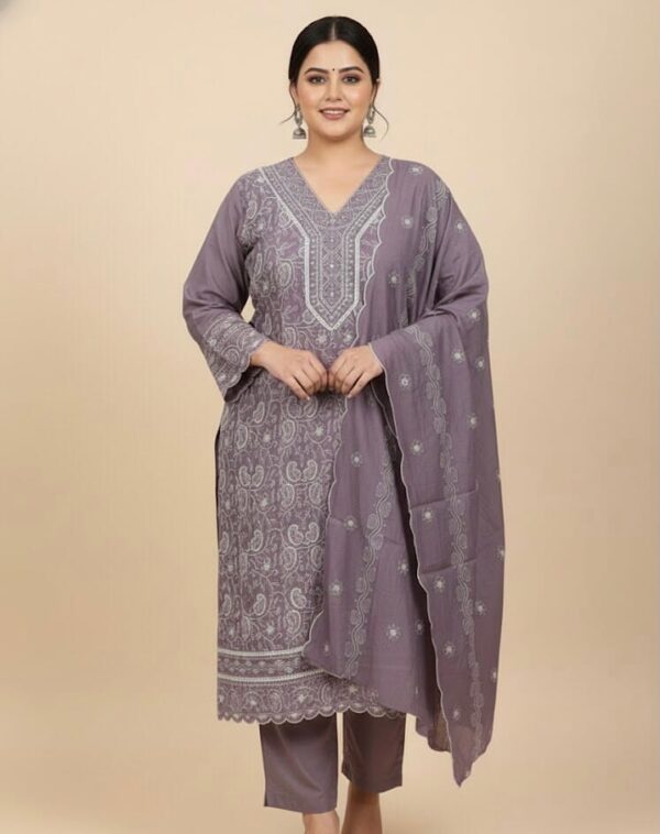 Lavender Elegant Embroidered Set Kurti