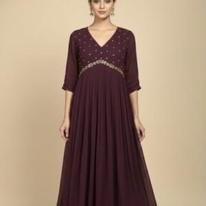 Plain Violet Georgette Anarkali