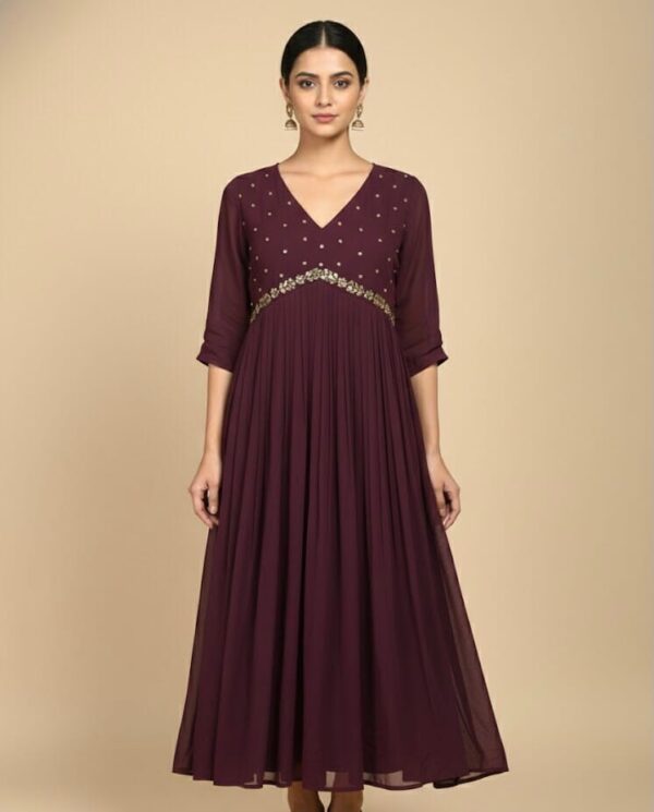 Plain Violet Georgette Anarkali