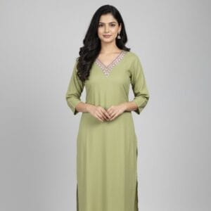 V -Neck Mint Green Casual Wear