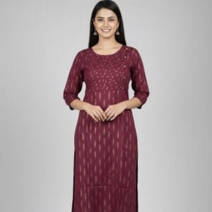 Plum Grace Gold Print Casual Kurti
