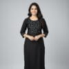 Plain Round Neck Black Casual Wear