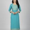 Aqua Blue Embroidered Casual Wear