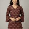 Traditional Printed Maroon Short Kurti