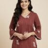 Berry Bloom Flower Print Short Kurti
