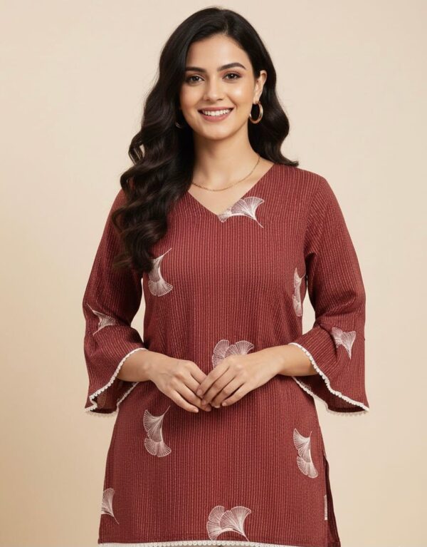 Berry Bloom Flower Print Short Kurti