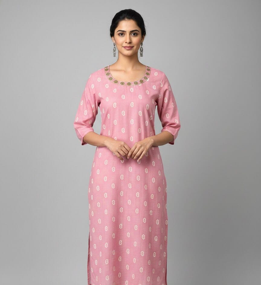 Baby Pink Silk Blend Casual Wear