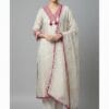 Cream Thread Embroidered Chanderi Suit