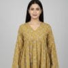 Mustard Yellow Floral Short Kurti
