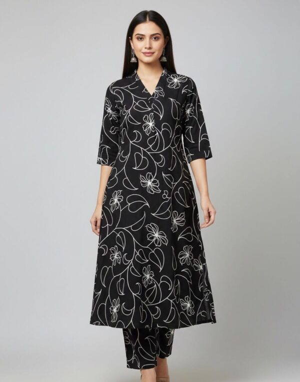 Black And White Floral Co-Ord Set