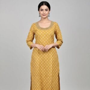 Round Neck Masted Yellow Casual Wear