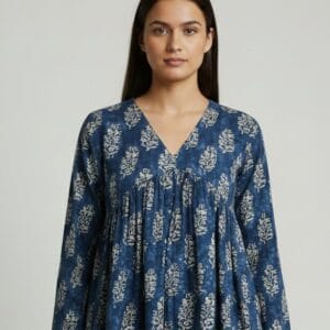 Printed Full Sleeve Casual Short Kurti