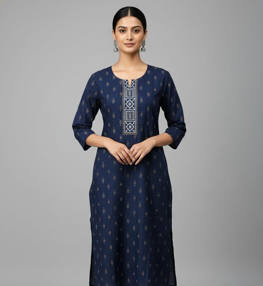 Navy Blue Elegant Casual Wear