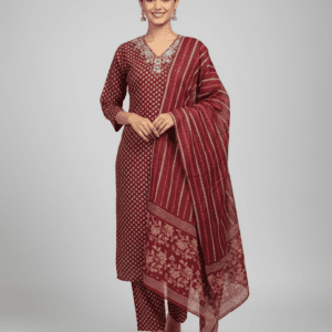 Maroon Cotton Kurti set