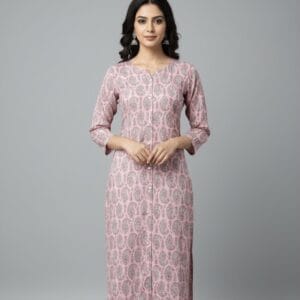 Baby Pink Printed Casual Wear