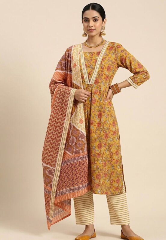Floral Print Comfortable Cotton Set Kurti