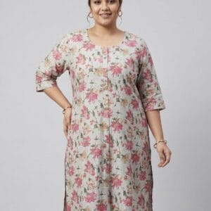 Floral Print Plus Size Casual Kurti