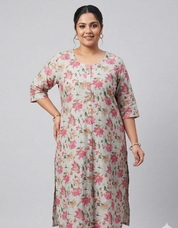 Floral Print Plus Size Casual Kurti