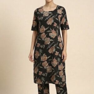 Black Floral Co-Ord Set Kurti