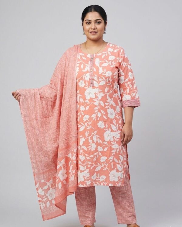 Plus Size Peach Mul Cotton Set