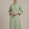 Apple Green High Neck Casual Kurti