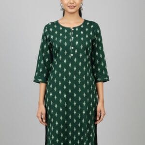 Bottle Green Cotton Daily Wear