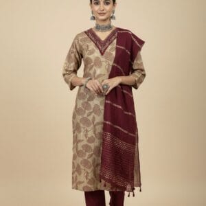 V Neck Floral Cotton Set