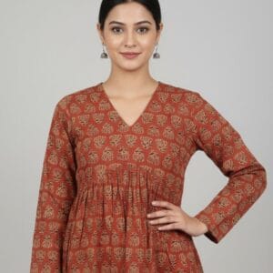 Orange Casual Ethnic Short Kurti