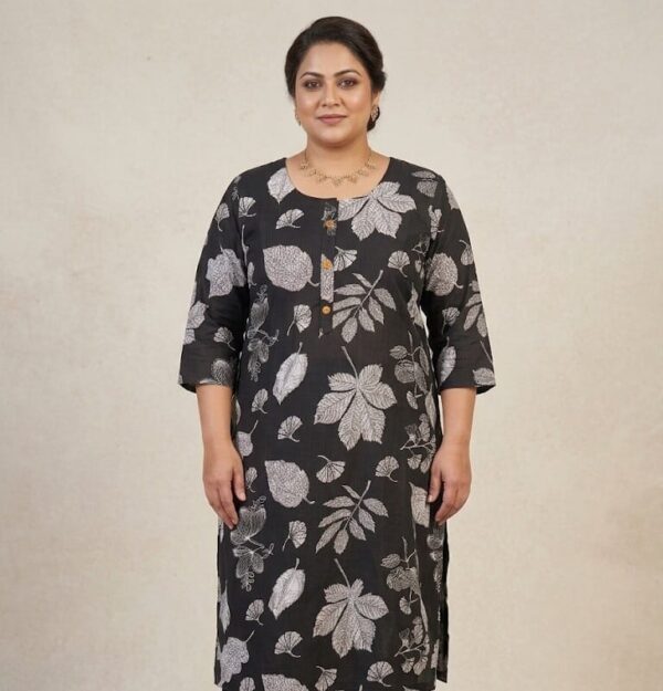 Black Printed Plus Size Kurti