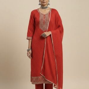 Dusky Orange Embroidered Set