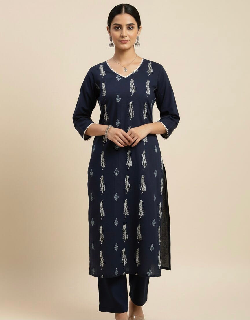 Embroidered Navy Blue Co-Ord Set