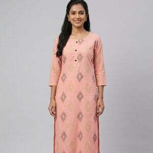 Peach Printed Casual Wear Kurtis