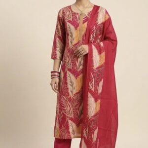 Dark Pink Printed Elegant Set Kurti