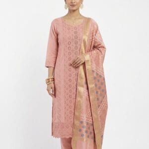 Onion Pink Embroidered Set Kurti