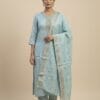 Charm Sky Blue Embroidered set kurti