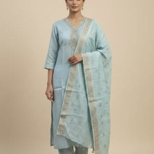 Charm Sky Blue Embroidered set kurti