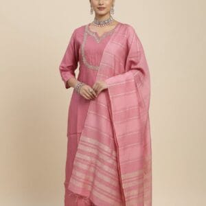 Rosy Charm Embroidered Kurti Set