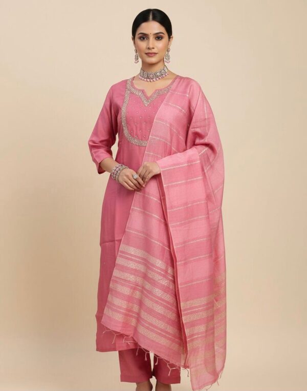 Rosy Charm Embroidered Kurti Set