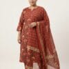 Floral Print Mul Cotton Plus Size Set Kurti