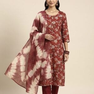 Maroon Floral Set Kurti