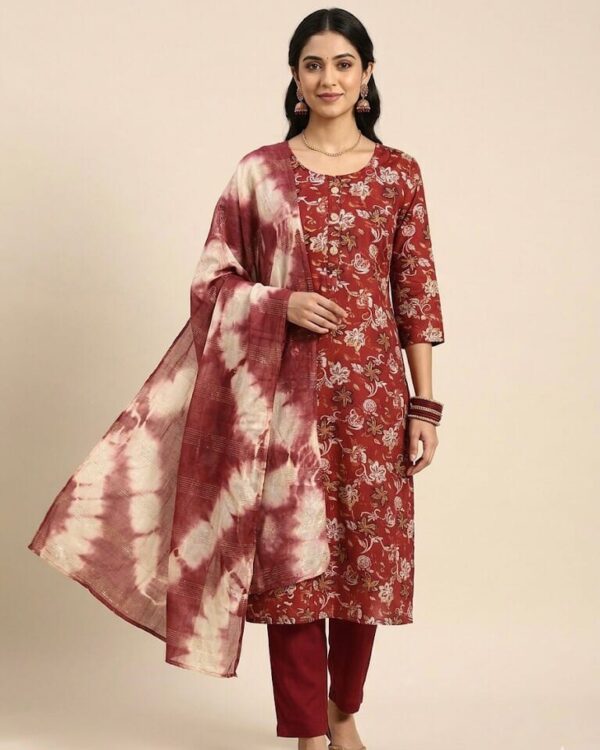 Maroon Floral Set Kurti